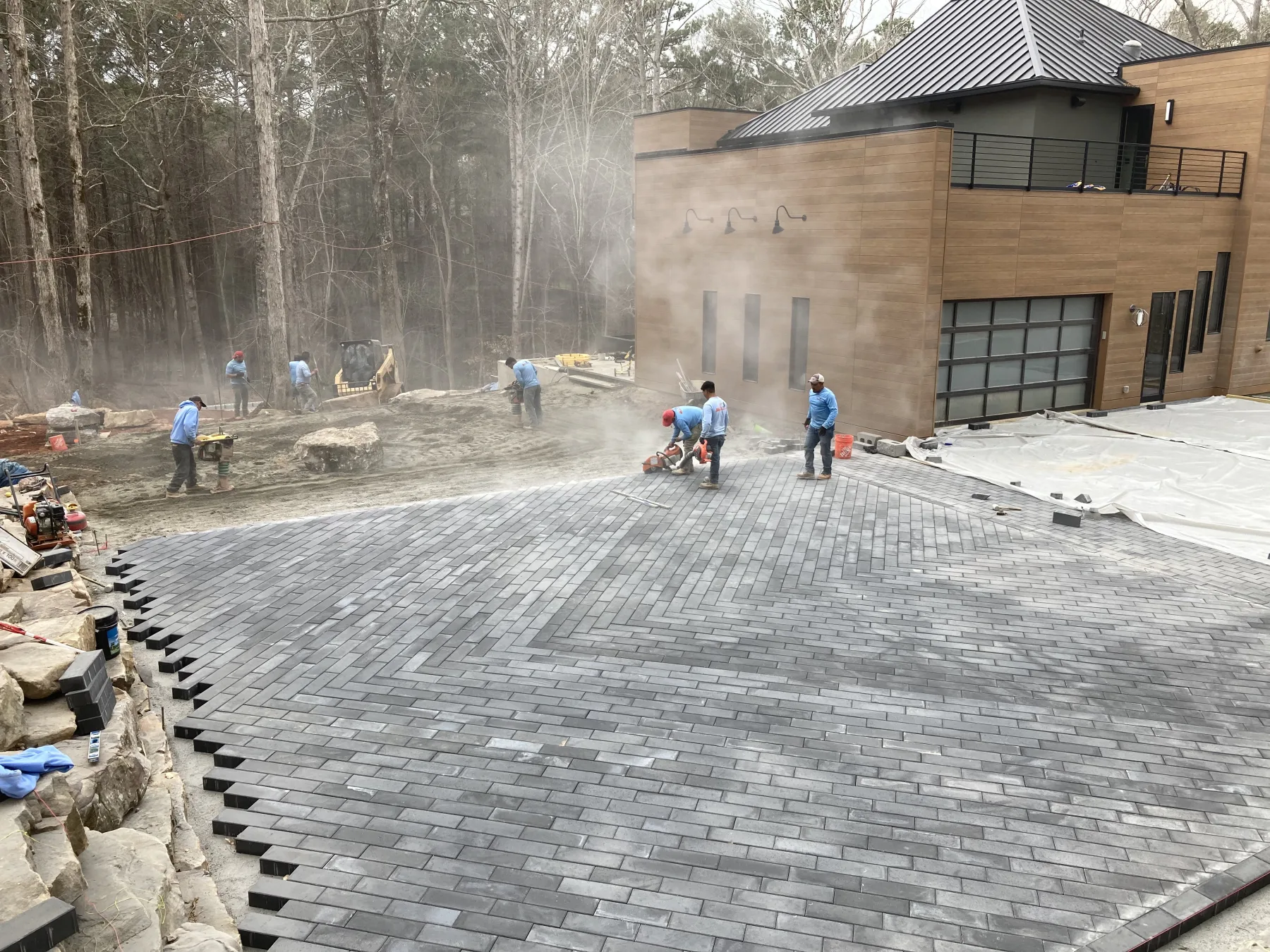 Custom stone patio and walkway built for a North Atlanta home