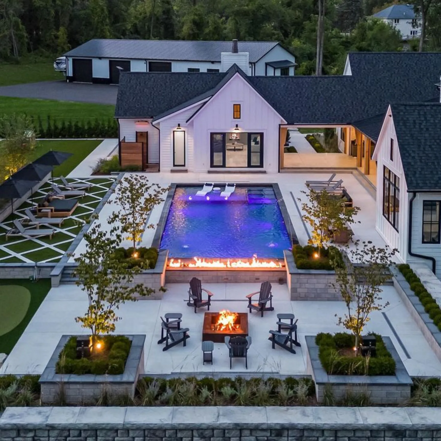 Swimming pool constructed on a sloped North Atlanta backyard